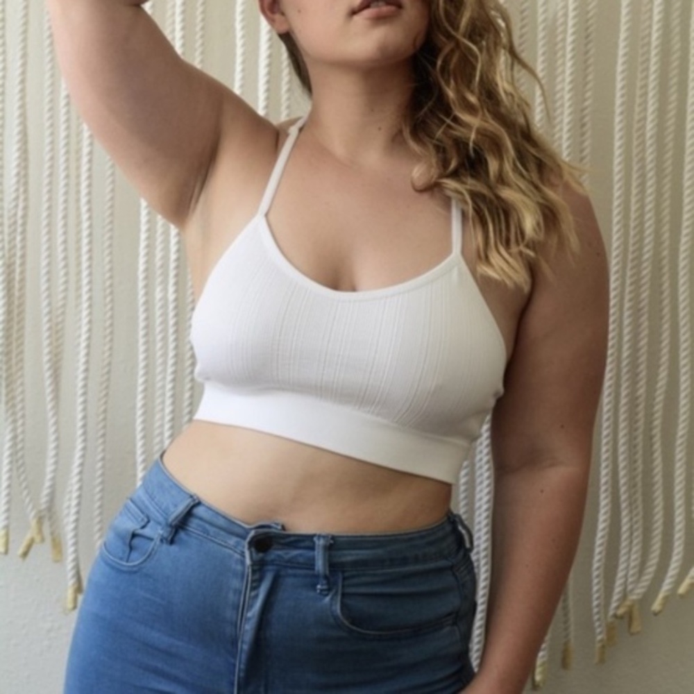 PLUS Boho Racerback Mesh Bralette White Floral - Picture 3 of 4